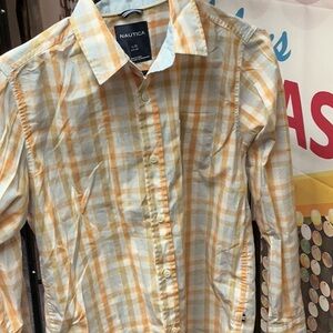 Nautica Light Orange Plaid Shirt